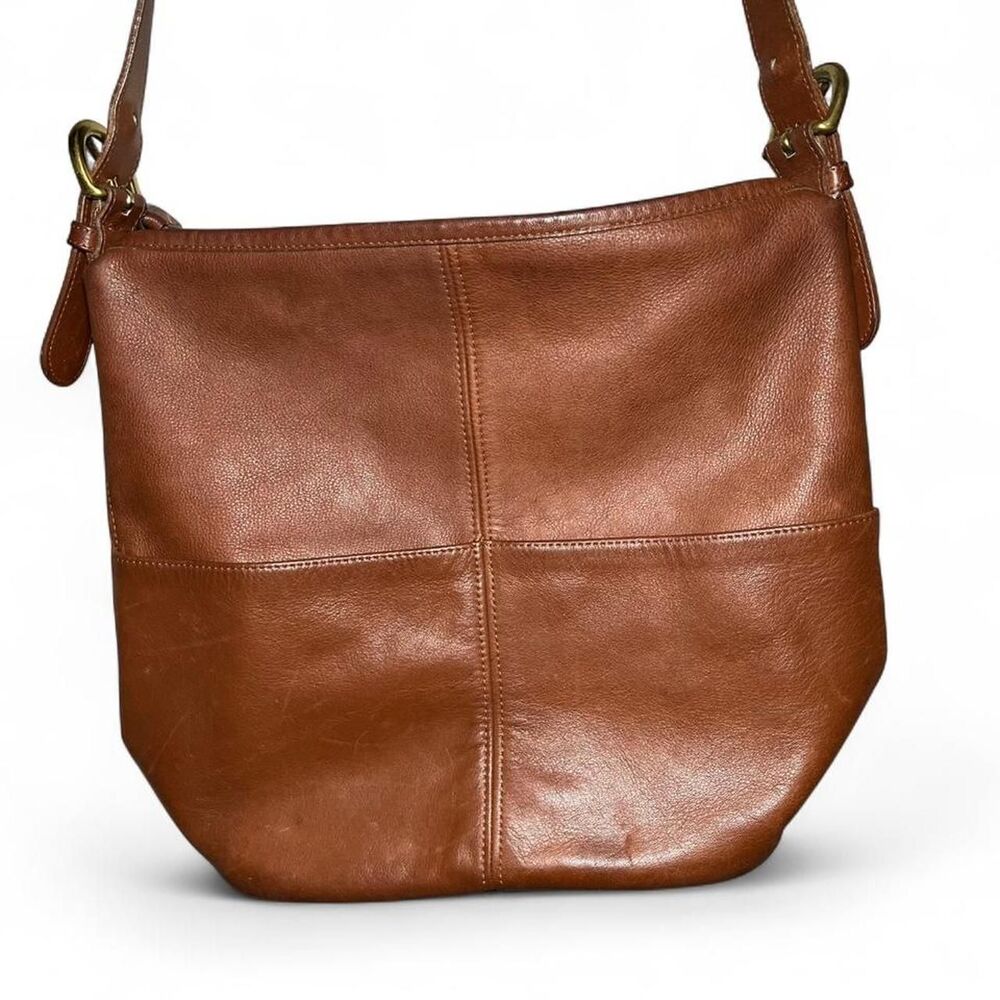 Vintage Coach 4141 Brown Leather Shoulder Bag Pockets Boho Hobo Soho Purse